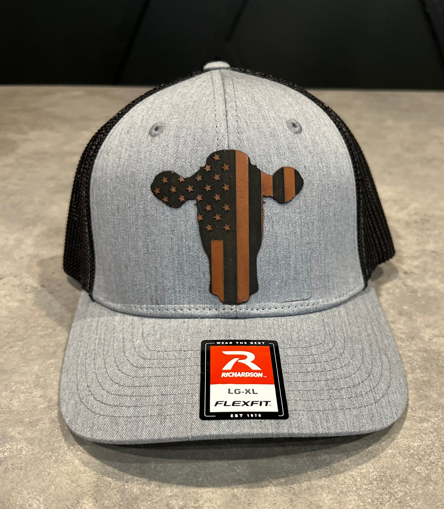 Light gray/black cow head hat