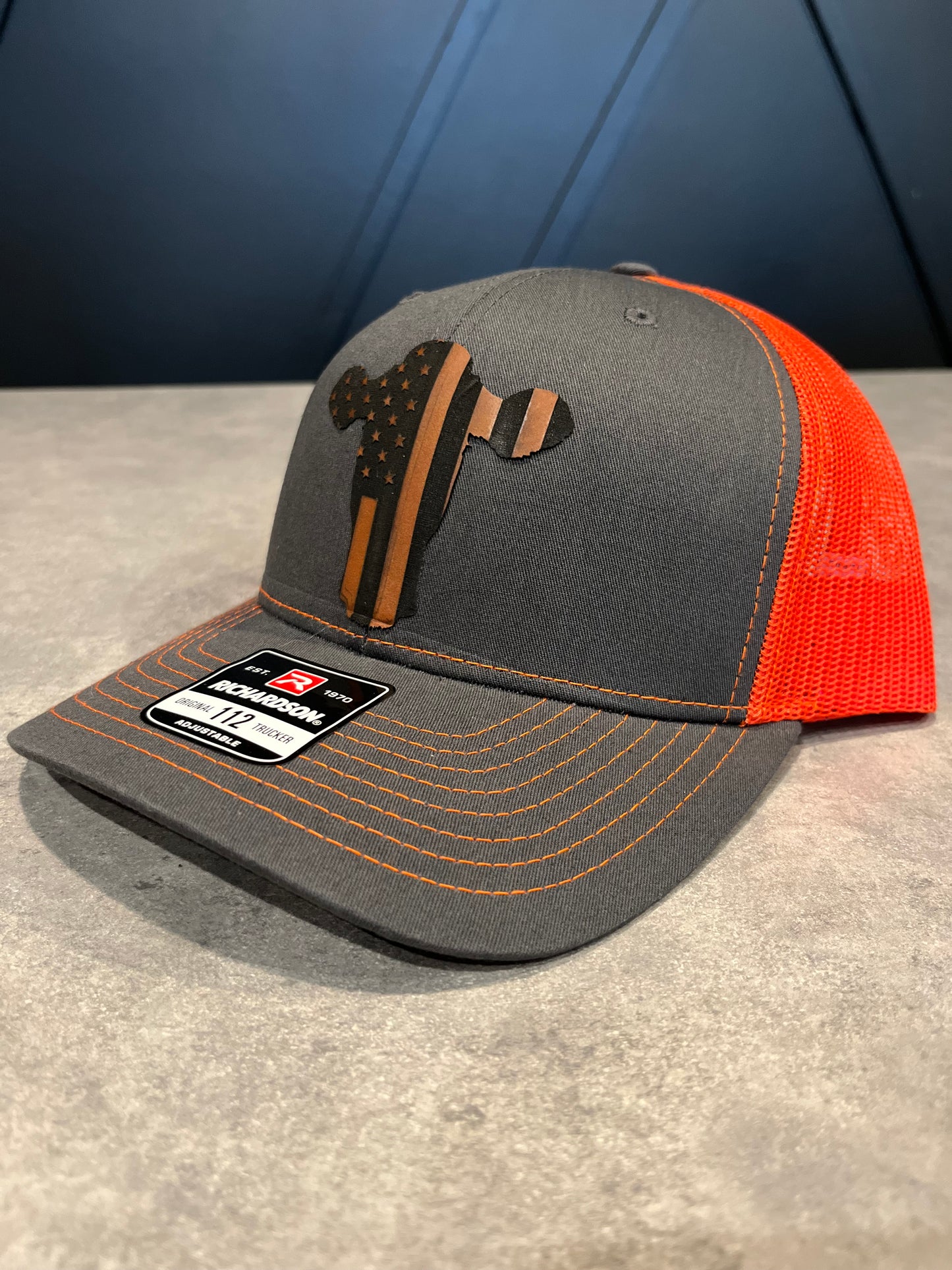 American Flag Cow Head Dark Gray/Orange Hat