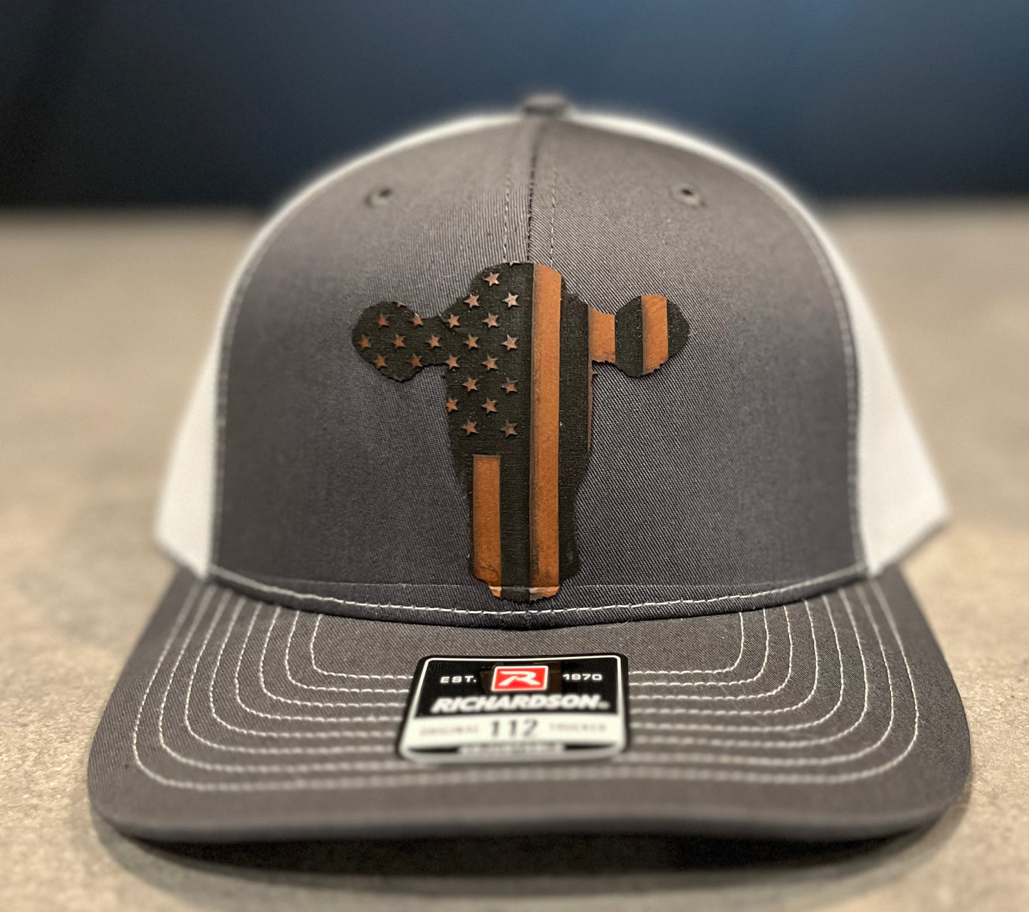 American Flag Cow Head Dark Gray/White Hat